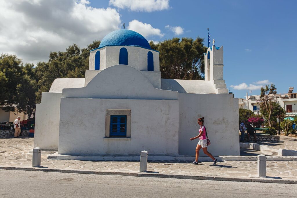 Typical greek church in Paros, Greece